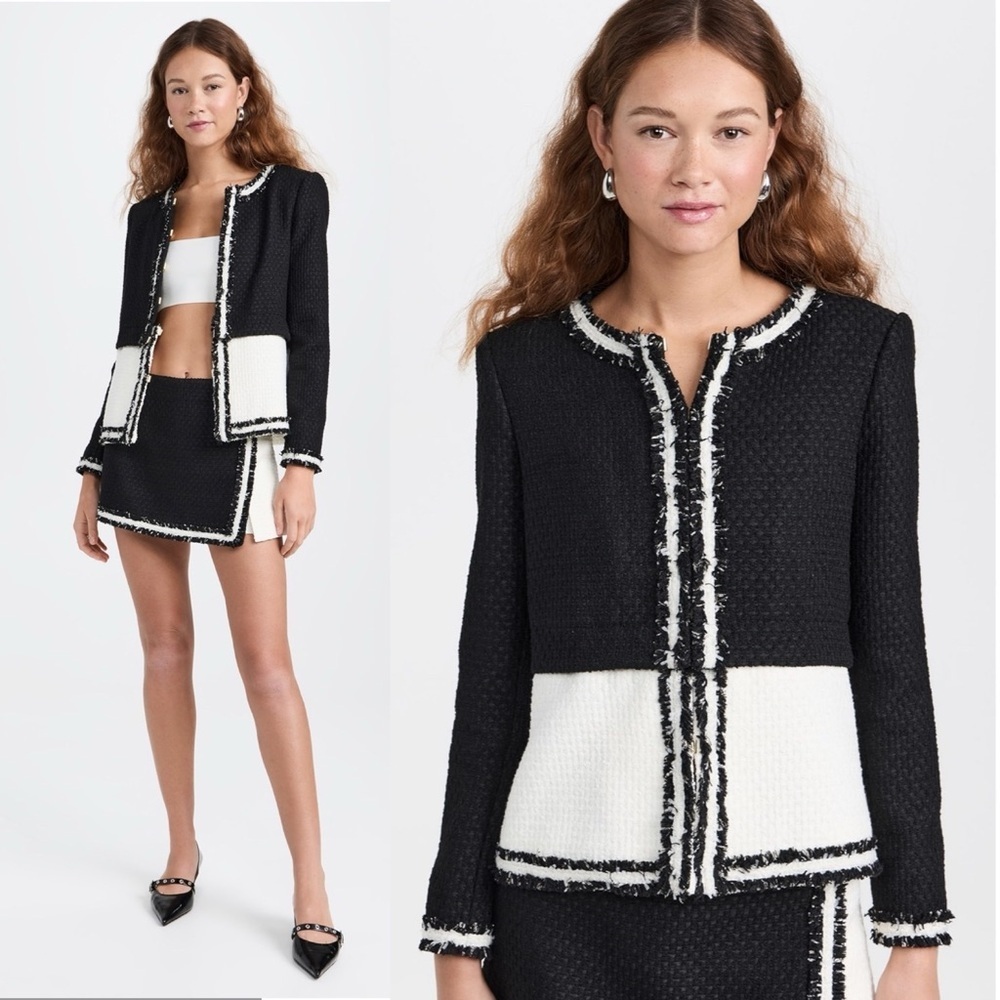 NWT Alice + Olivia Kidman Two-Fer Boxy Raw Edge Jacket Size Small $595